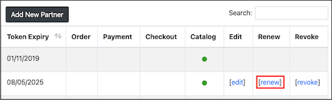 The Renew Token dialog.