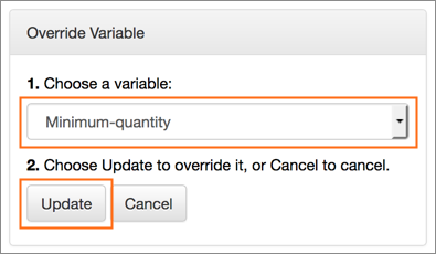 The Order Override Variable dialog.