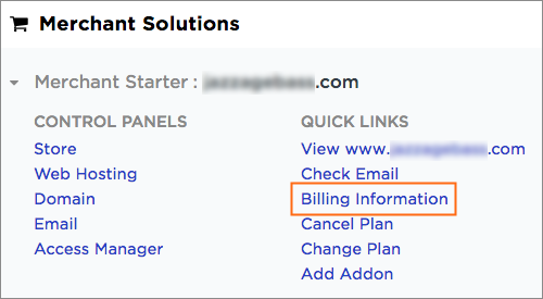The Billing Information link.