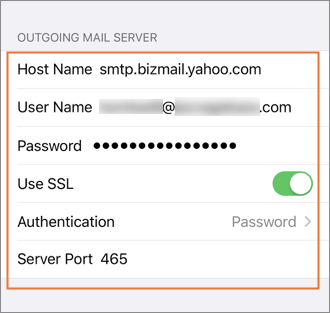 SMTP server information.