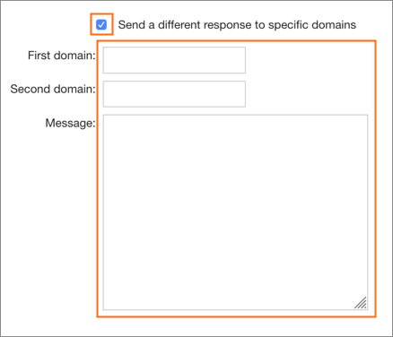 Create a vacation response for different domains.