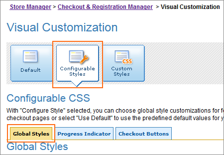 The Global Styles page in Configurable Styles