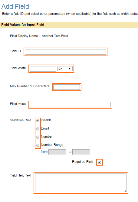 The Add Field Values section in the Add Fields page.