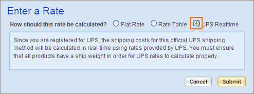 The UPS Realtime dialog