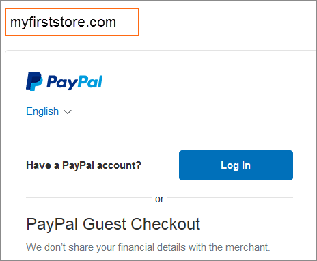 Picture of PayPal default login page