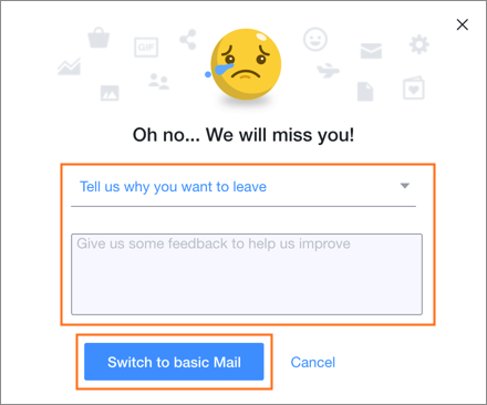 The Switch to basic Mail dialog.