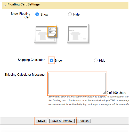 Showing the Shipping Calculator.