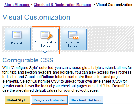 Picture of Checkout & Registration Manager Visual Customization dialog