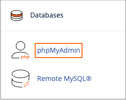 The PHPMyAdmin link under Databases.