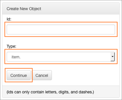 The Create New Object dialog.