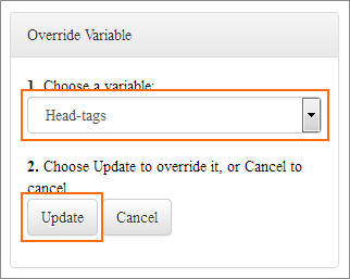 The Override Variable pull-down menu