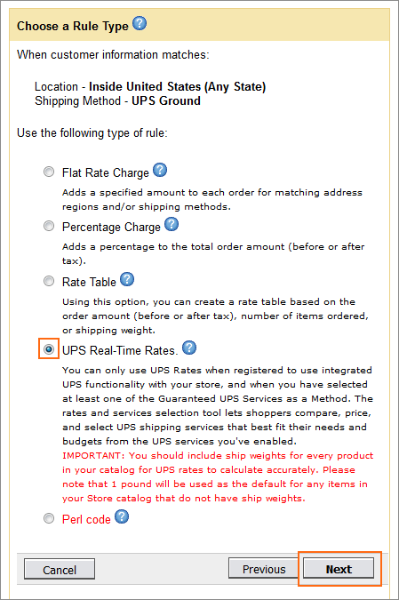 The Choose a Rule Type page