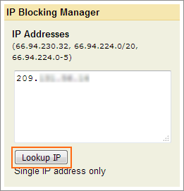 The Lookup IP button.