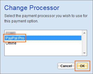 Selecting the payment processor.