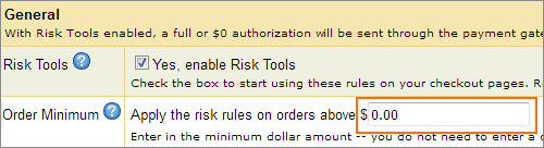 Risk Tools will apply to a minimum dollar amount.