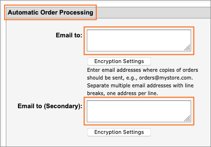 The Email to and Email to (Secondary) fields.