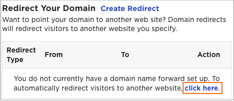 The Create Redirect link.