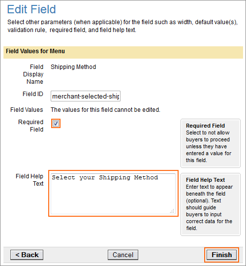 Picture of Checkout Manager Edit Field dialog