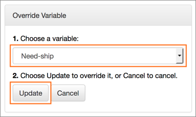 The Override Variable pull-down menu.