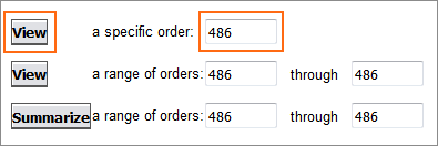 Picture of View Order dialog