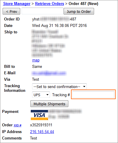 Enter the tracking number for a single shipment.