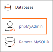 phpMyAdmin Link.