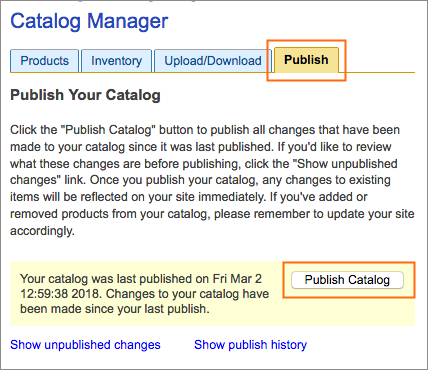 Publish your catalog.