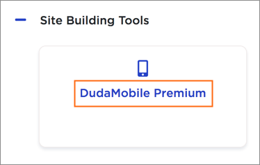 The DudaMobile Premium link.