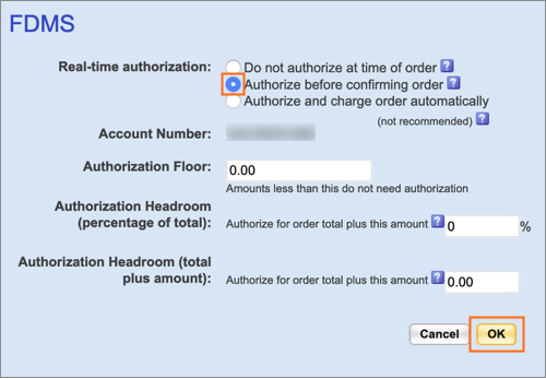 The Authorize before confirming order option.