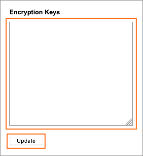 The Encryption Keys field and Update button.