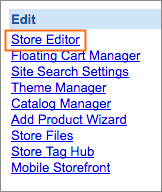 The Store Editor link appears in the Edit column.