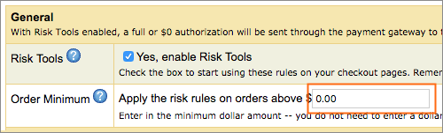 Set the minimum amount at which the rules will apply.