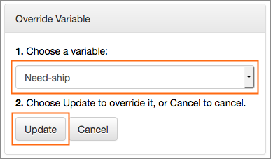 The Override Variable dialog.