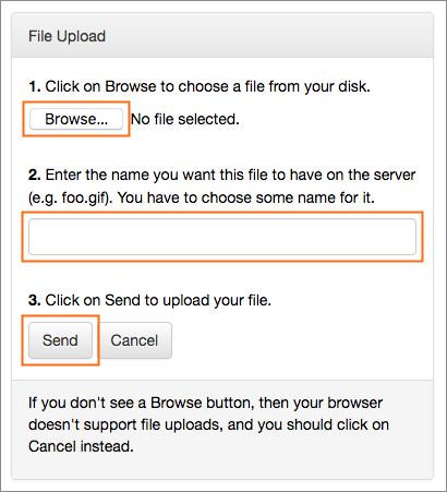 The File Upload page.