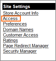 The Access link in Store Manager.