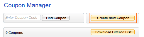 The Create New Coupon button.