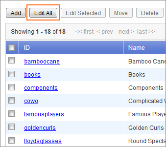 Picture of Catalog Manager Edit All button