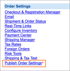 The Publish Order Settings link.