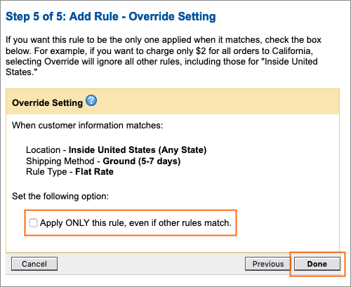 Select an Override Setting if desired.