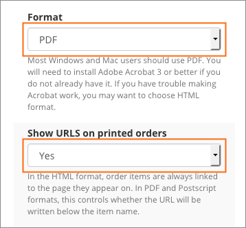 The Print Order Options dialog.