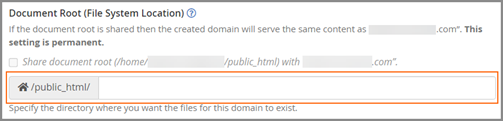 Document Root File System Location.