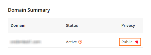 Illustration of a domain with a Privacy status of Public.