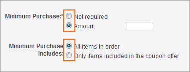 Minimum purchase options