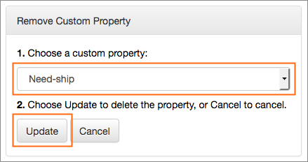 The Remove Custom Property dialog.