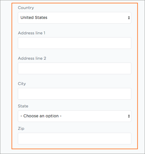 Enter your business address, including country.