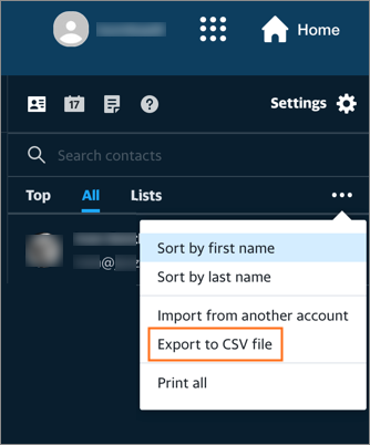 The Export to CSV option.