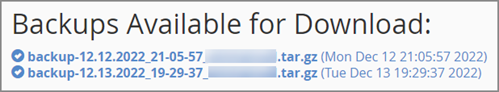 Backups Available to Download