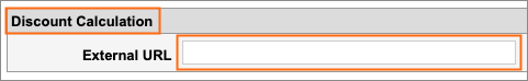 The External URL field is under Discount Calculation.