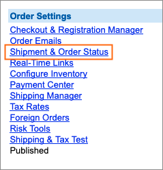 The Shipment & Order Status link.