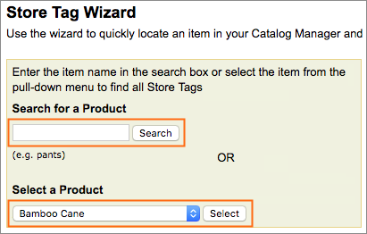 Page 1 of Store Tag Wizard.